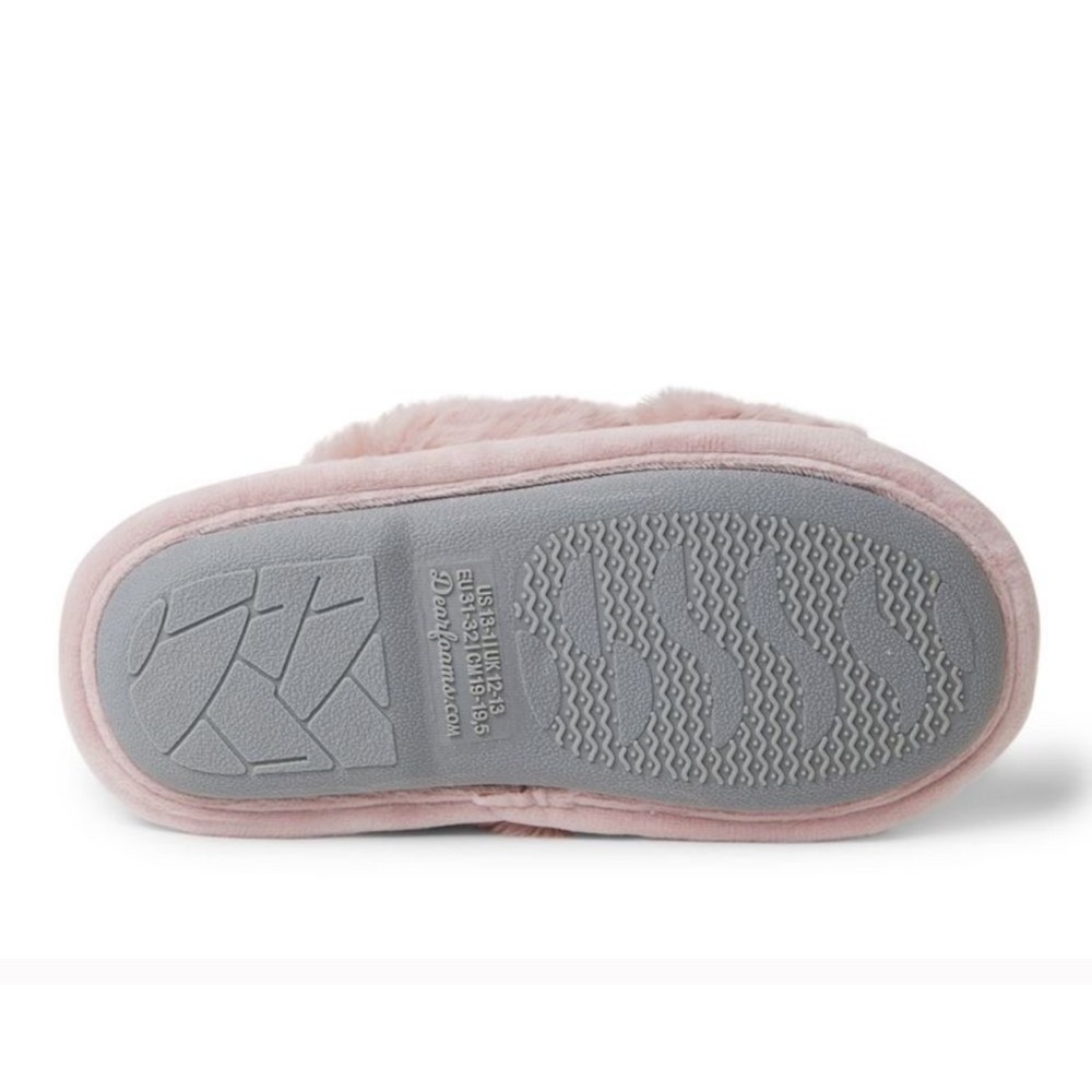 Dearfoams Kid's Jess Furry Crossband Slide Slippers - Picture 3 of 3